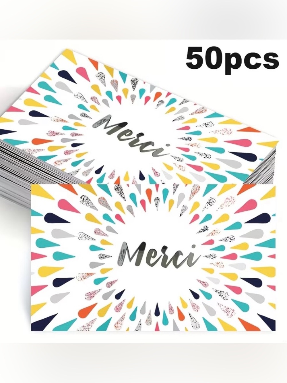 Merci Multicolor Thank You Cards - Pack of 50